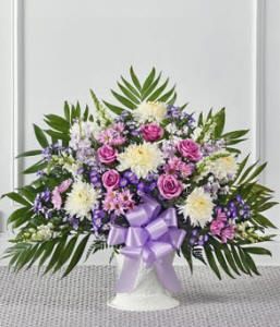 Lavender & White Funeral Floor Basket $79.99