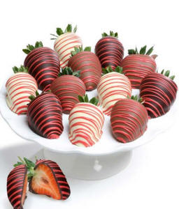 One dozen red Belgian chocolate-covered strawberries