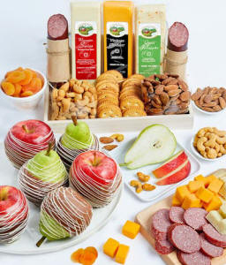 Premium fruit cheese sausage crackers and nuts tray